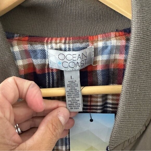 Ocean + Coast Olive Quilted Bomber Jacket – Men’s Size Large - Picture 8 of 10